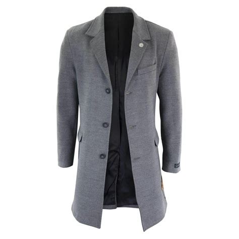 Mens Classic Wool Long Overcoat Grey Buy Online Happy Gentleman