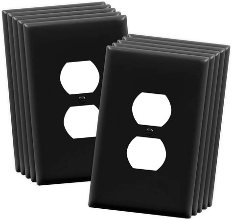 Enerlites Jumbo Duplex Outlet Wall Plate 1 Gang Polycarbonate Black 10 Pack