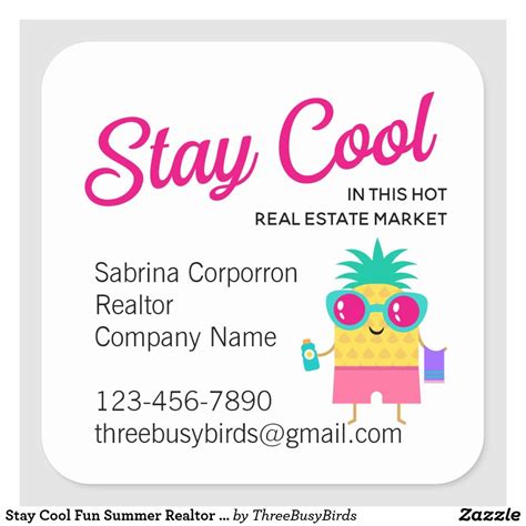 Stay Cool Fun Summer Realtor Marketing Square Sticker Zazzle Artofit