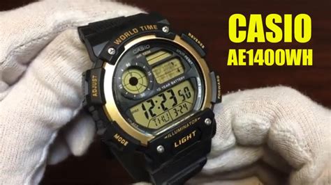 Unboxing Casio Digital World Time Black Resin Sport Watch AE1400WH 9AV