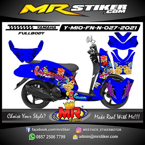 Stiker Motor Decal Yamaha Mio Fino New Blue Grafiti Man FullBody