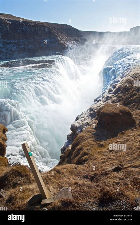 Gullfoss Waterfall Icelands Main Tourist Attraction Stock Photo Alamy