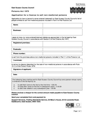 Fillable Online Eastsussex Gov Application For A Licence To Sell Non