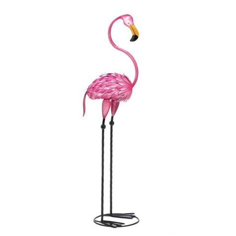 Brighten Your Yard With A Bolt Of Bright Pink This Finely Detailed Metal Flamingo Statue Stands