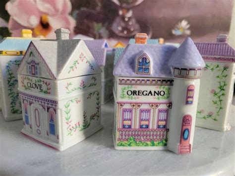 Lenox Spice Village Houses Set Of Pastel Porcelain Boxes Etsy In