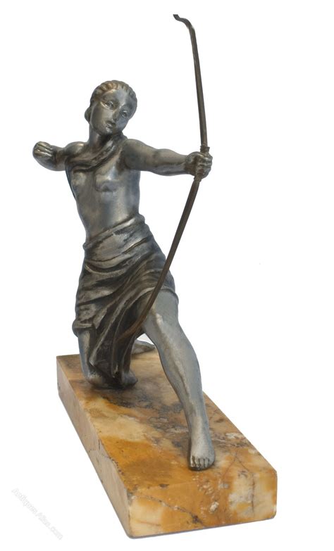 Antiques Atlas Art Deco Spelter Female Archer French C1930