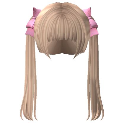 Kawaii Long Straight Pigtails With Ribbon Blonde Roblox