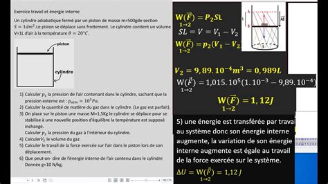 Exercice travail et énergie interne 1bac SM YouTube