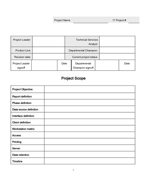 Project Scope Template 4 Free Templates In Pdf Word Excel Download