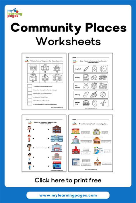 community places worksheets  learning pages