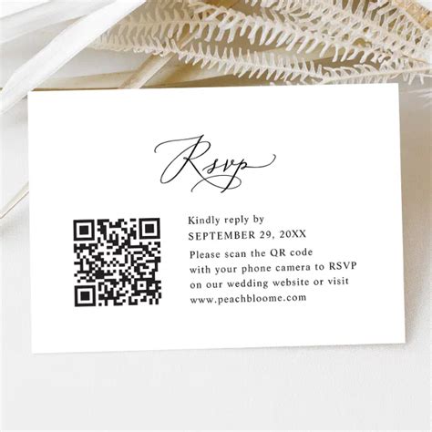 Qr Code Elegant Modern Calligraphy Script Wedding Rsvp Card Zazzle