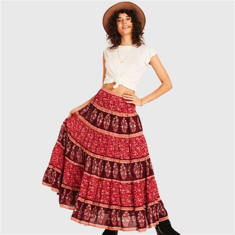 Floral Print Boho Skirt Women Summer 2018 Maxi Skirts Casual Beach Long Gypsy Hem Bohemian Retro