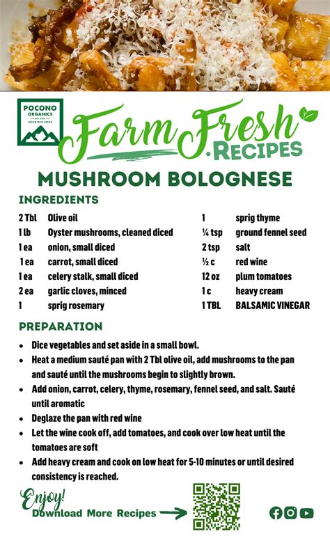 Mushroom Bolognese — Pocono Organics