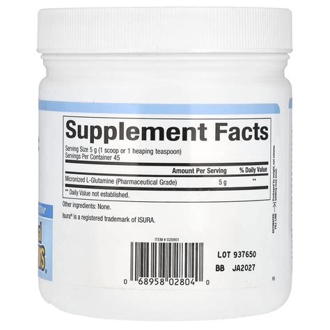 Natural Factors Micronized L Glutamine Powder 8 Oz 226 G