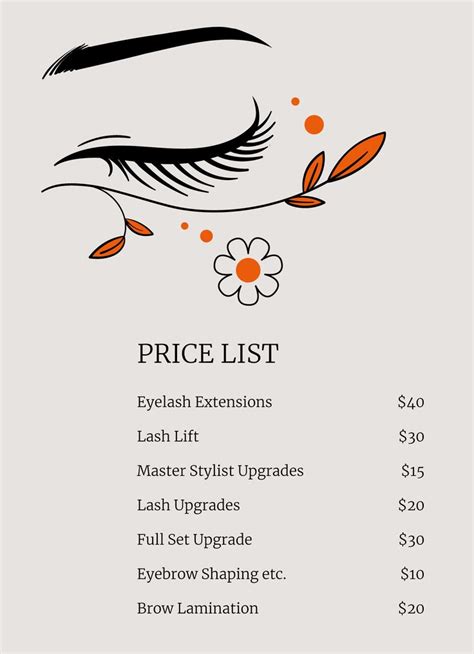 Lash Price List Free Google Docs Template Hair Salon Price List