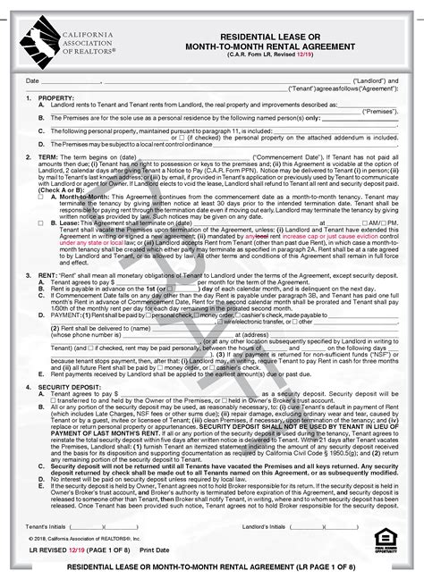 Car Residential Lease Agreement Printable Form Templates And Letter