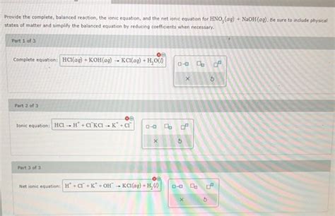 Solved Provide The Complete Balanced Reaction The Ionic Chegg