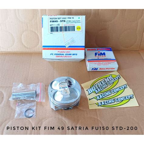 Jual PISTON KIT SEHER SET FIM 49 SUZUKI SATRIA FU 150 PIN 16 UKURAN STD