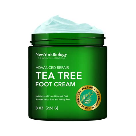 Tea Tree Oil Foot Cream For Dry Cracked Feet 8 Oz New York Biology