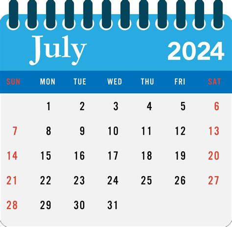 July 2024 Calendar Wall Calendar 2024 Template 33121967 Vector Art At