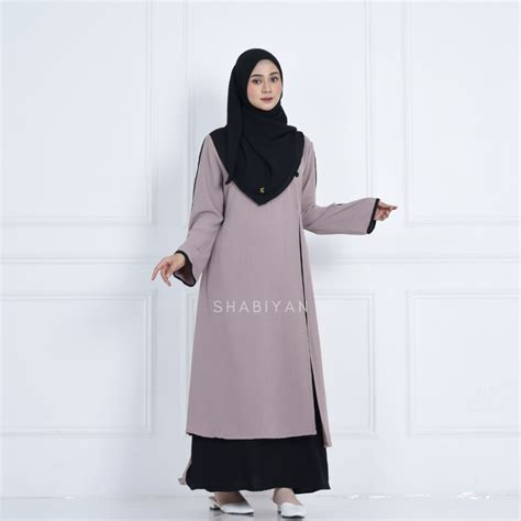 Jual Shabiyan 474 Gamis Polos Kombinasi Crinkle Air Flow Raya