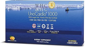 Amazon WHC UnoCardio 1000 Fish Oil 60 Softgels 1300 Mg Of Pure