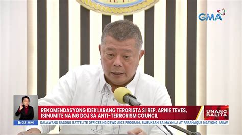 Rekomendasyong Ideklarang Terorista Si Rep Arnie Teves Isinumite Na