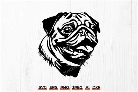 Detailed Pug Svg Dog Lover Clipart Dxf Graphic By Juiceboxy · Creative