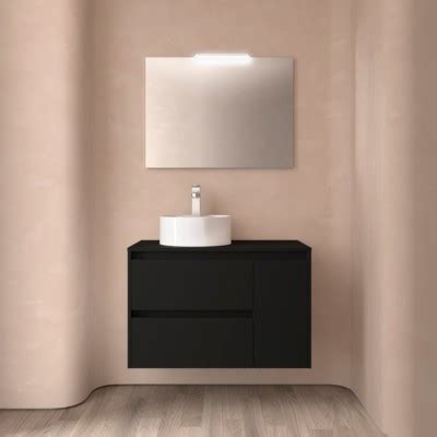 Mueble De Ba O Noja Cajones Y Puerta Derecha Black Satin Encimera