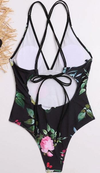 Black Floral One Piece Swimsuit The Society Marketplace