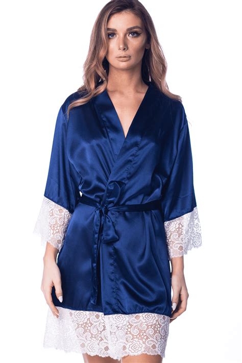 Womens Lace Satin Silky Robe Kimono For Bride Bridesmaids Flower Girls