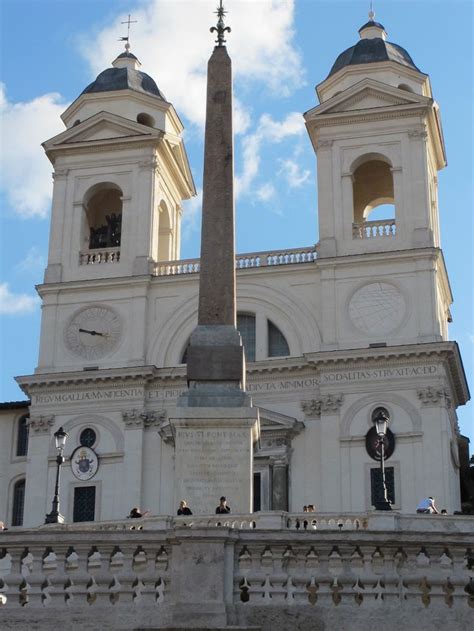 Trinità Dei Monti With Its Obelisk At The Top Of The Spanish Steps