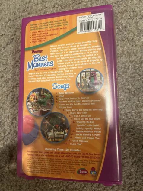 BARNEY BARNEYS Best Manners VHS Never Seen On TV Clamshell 9 57