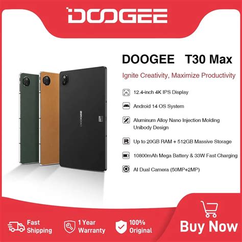 World Premiere DOOGEE T30 Max Tablet 12 4 4K 20GB 8 12 512GB Android 14