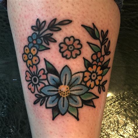 Cute Floral Wreath Tattoo