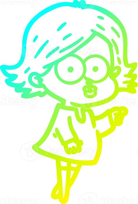 Cold Gradient Line Drawing Cartoon Girl Pouting 43494391 Png