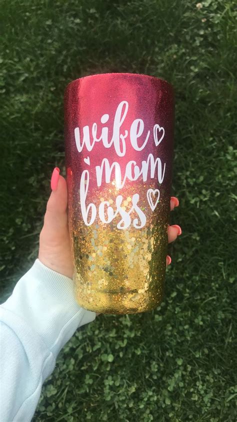 Wife Mom Boss 20 Oz Tumbler ♥️ Custom Tumbler Cups Tumbler Cups Diy