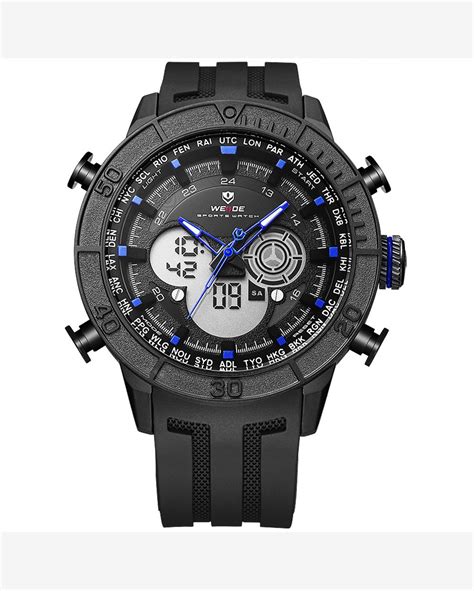 Riachuelo Rel Gio Masculino Weide Anadigi Wh Preto E Azul