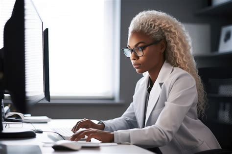 Premium AI Image | Shot of a young psychologist using her computer at work created with ...