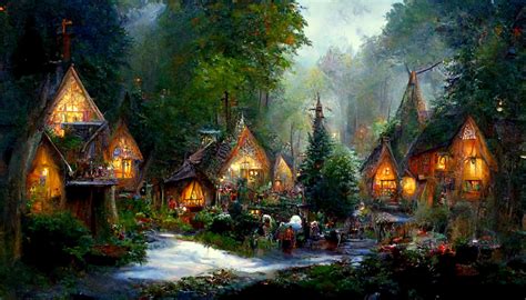 Elven Village In The Forest Rmidjourneyfantasy