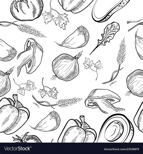 Healthy food pattern of hand drawing Royalty Free Vector