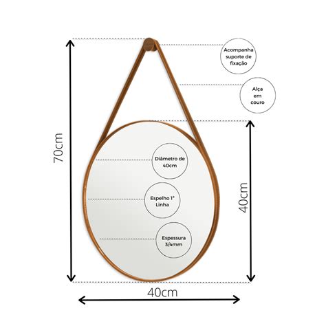 Espelho Adnet Para Lavabo Organico Redondo 60cm Suporte Caramelo