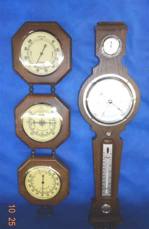 Lot Vintage Wooden Barometer And Thermometer