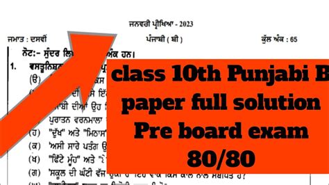 Th Class Punjabi B Pre Board Exam Papers Paper Pseb Th Hot Sex Picture