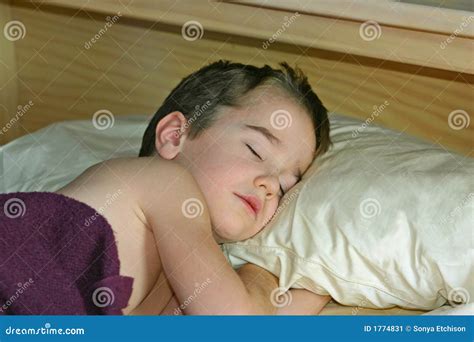 Boy Sleeping In Bed Stock Image Image Of People Laying 1774831