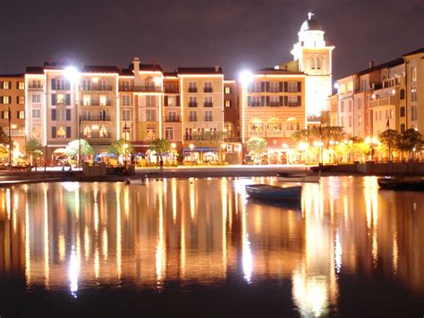 Portofino Bay Hotel at night