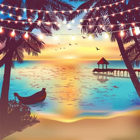 Sunset Sunrise With Beach Nut Stock Vector Binkski