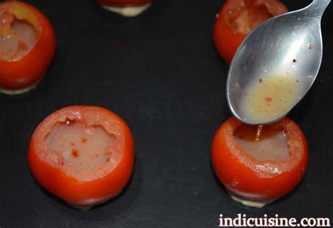 Egg Tomato Cups Recipe How To Make Tomato Stuffed With Eggs Indian