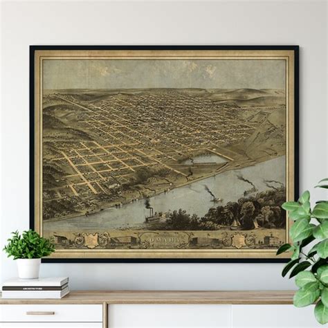 Omaha Nebraska Bird S Eye View Fine Art Print Etsy