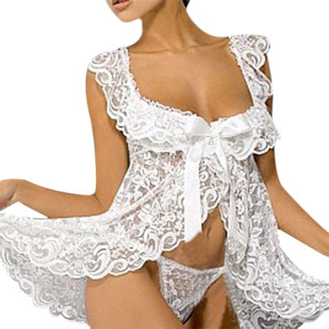 Sexy Lingerie Lace Solid Sexy Women Bow Knot Nightwear Underwear